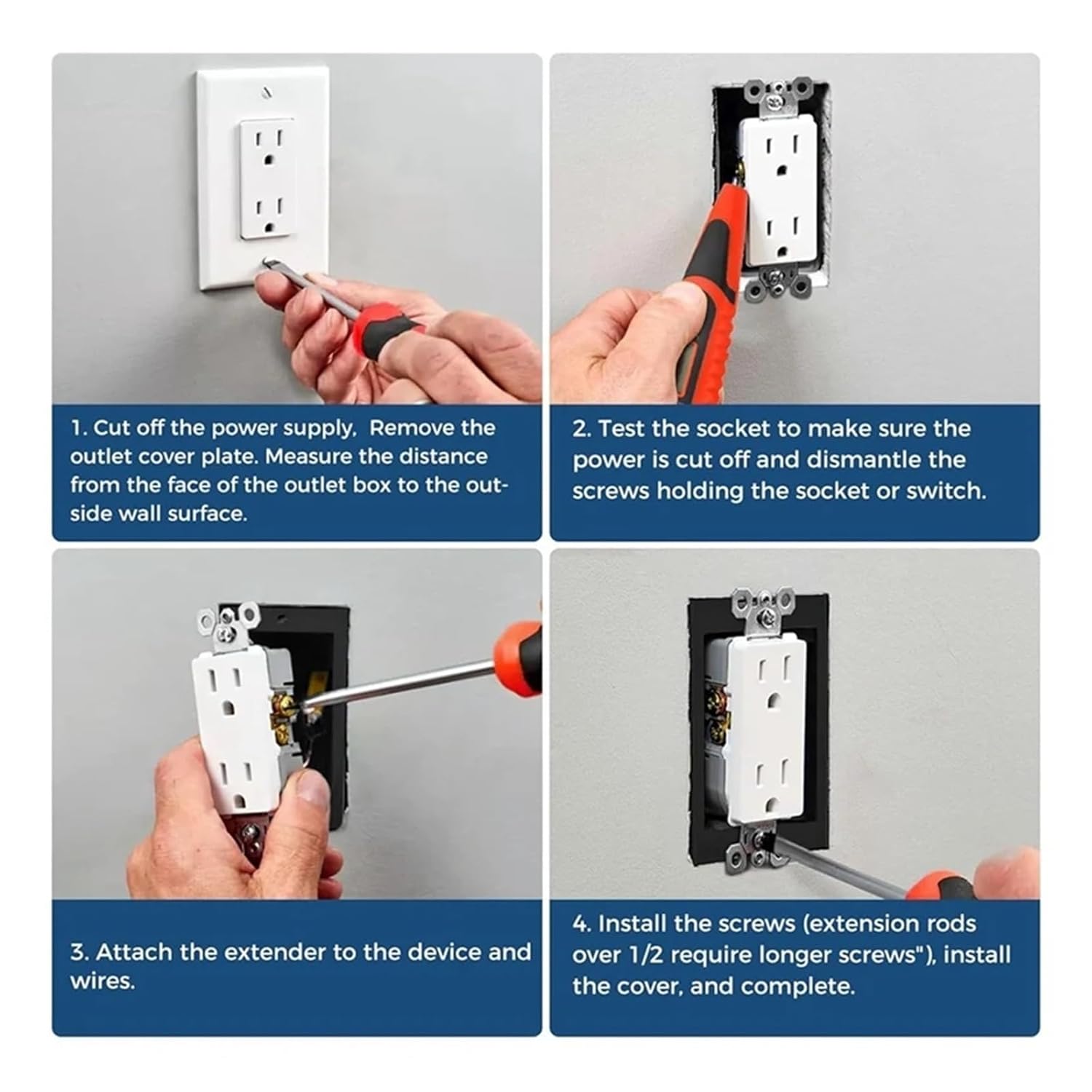 Outlet Box Extender Outlet Box Extender 6pcs Socket Power Simple Install Plastic