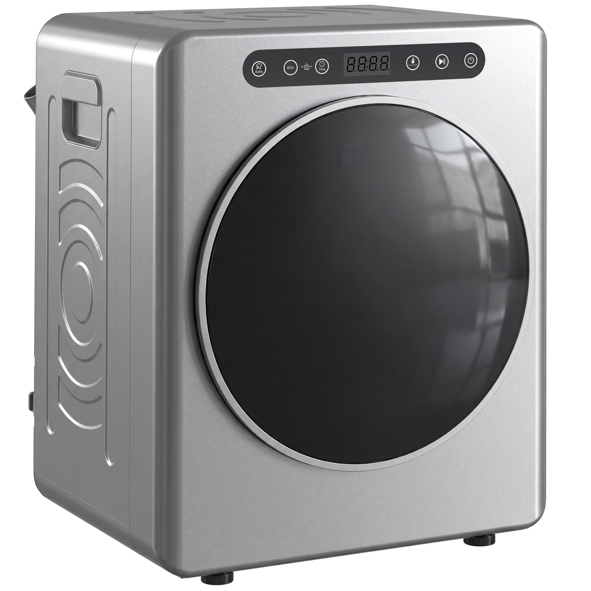 Homcom - Mini secador, 3 kg, 1000 W, modos extra secos y ecológicos, color plateado | Secador eléctrico compacto, tanque de acero inoxidable, carga frontal, temporizador, para apartamento, casa, autocaravanas