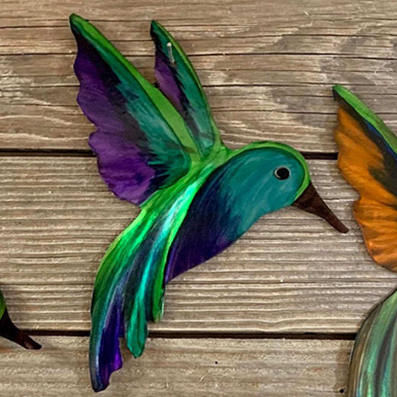 Lot De 2 Colibris En Métal Déco Murale - 22x26 Cm, Couleurs Vives, Design 3D, Pour Jardin Ou Intérieur