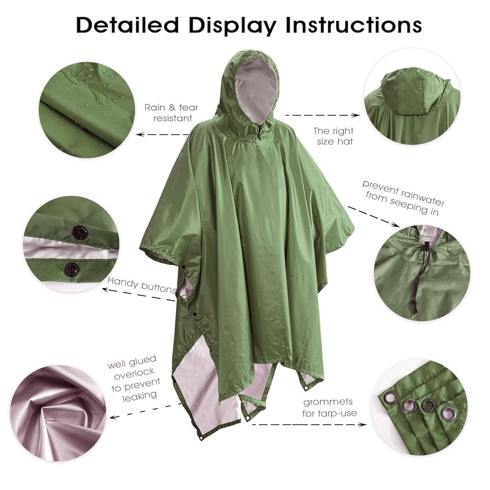 Amazon.com: QIANQUHUI Waterproof Raincoat Poncho for Outdoor