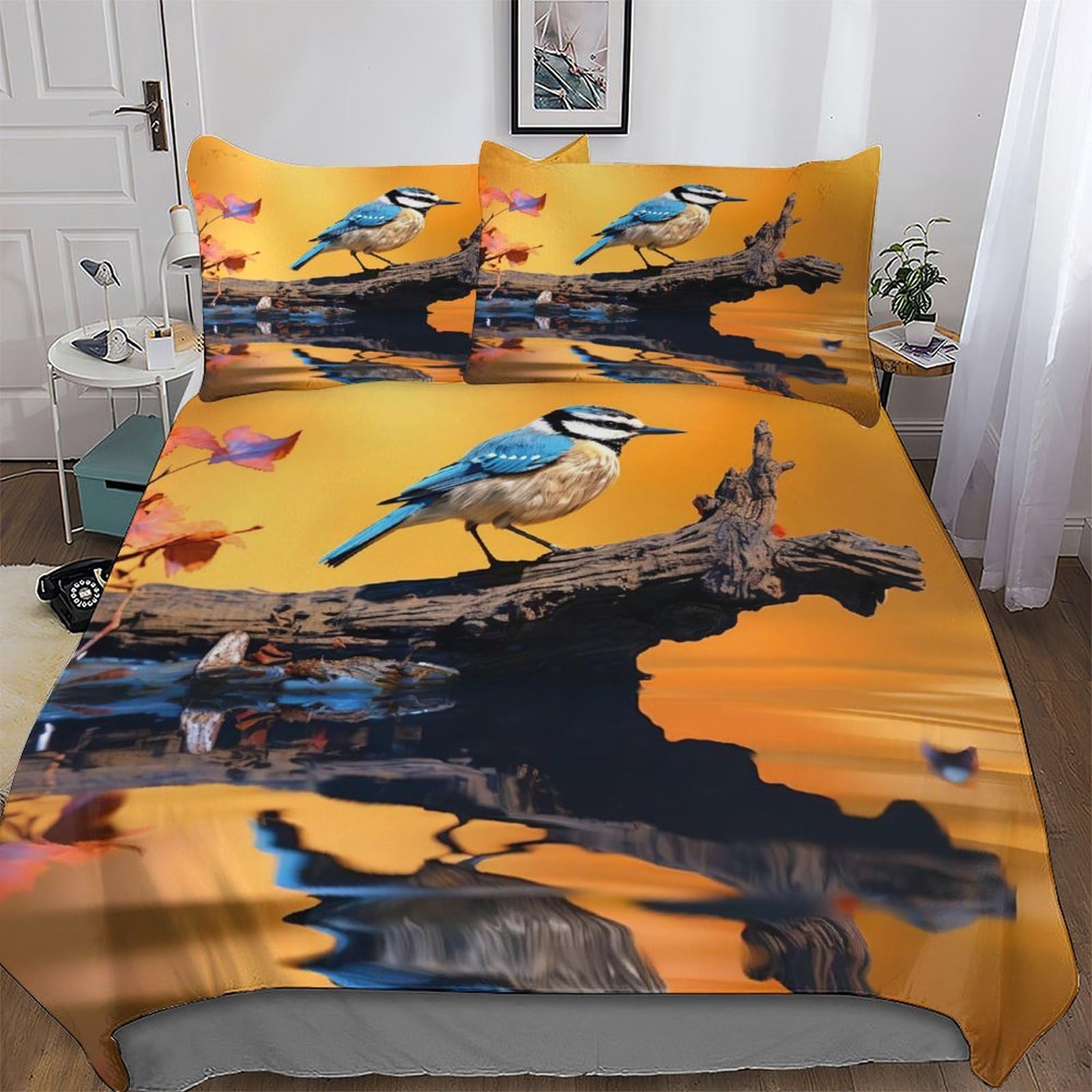 Parure de lit oiseau hypoallergénique 200x200cm housse de couette double en microfibre coton