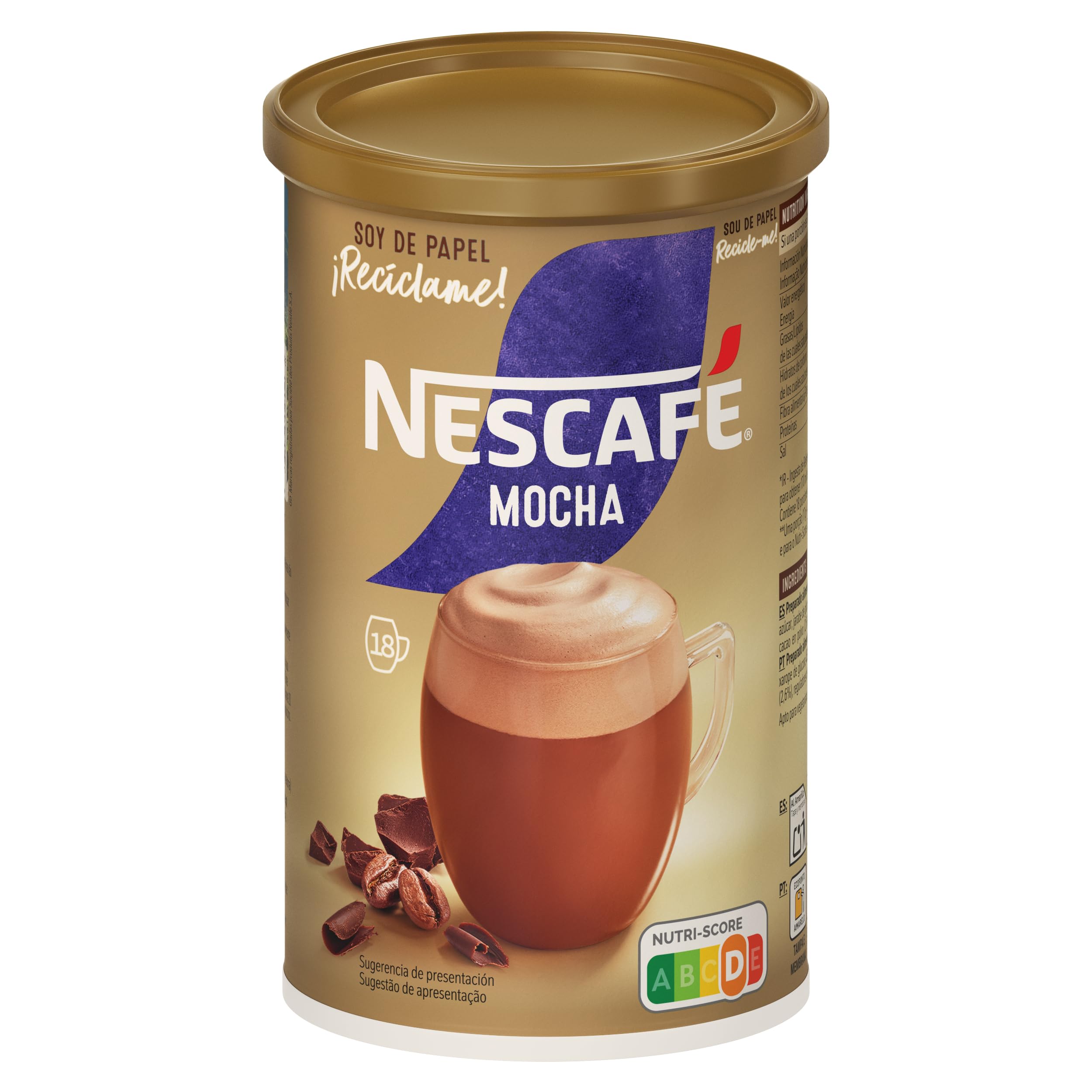 Nescafe MOCHA bote de café soluble con sabor a delicioso a chocolate 306g