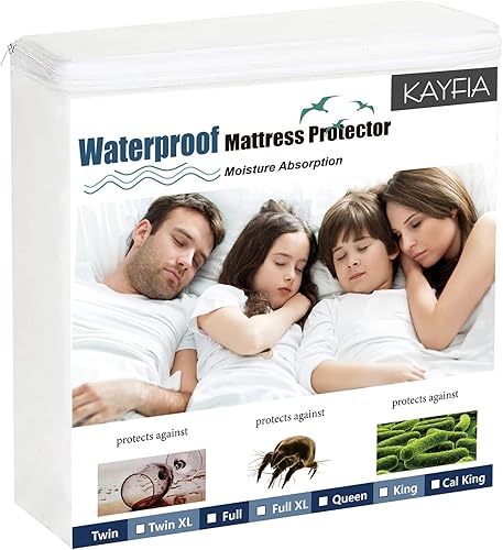Miniatura 8 de Protector de colchón King impermeable, funda de colchón tamaño King, transpirable, sin ruido, funda de cama de bolsillo profundo para colchón de 6 a