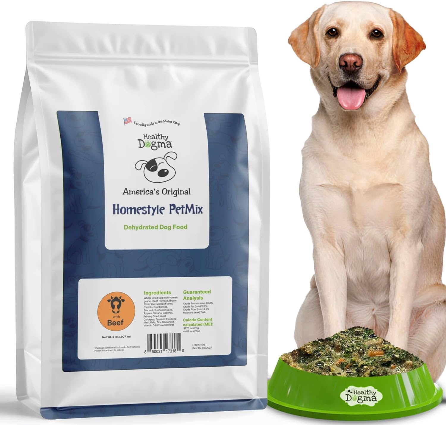 Healthy Dogma - Homestyle PetMix Dehydrated Dog Food with Beef & Raw, Clean Ingredient - No Preservatives, Homemade Dog Food (Homestyle PetMix with Beef, 2 lbs)