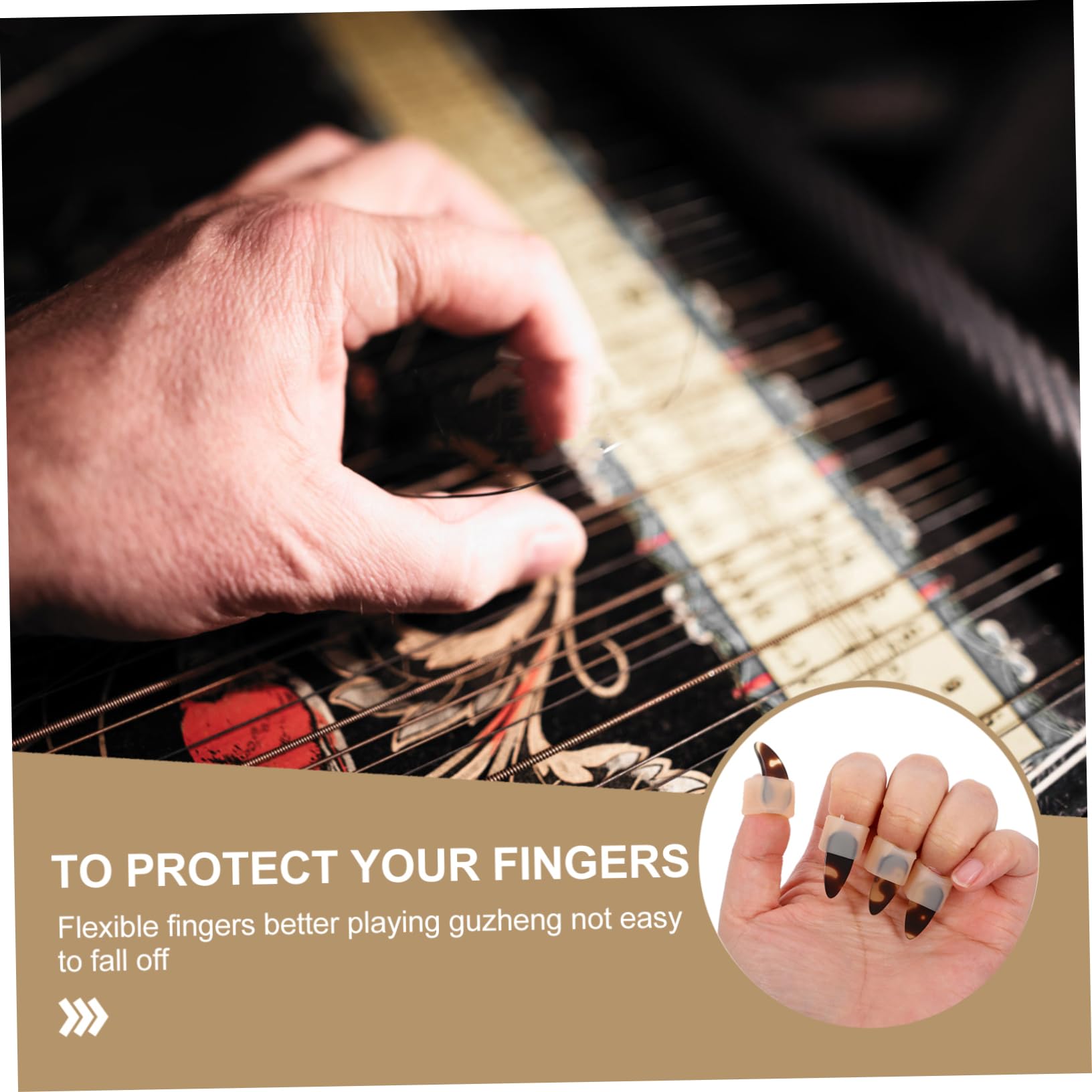 Toyvian Guzheng zestaw do paznokci, opaska na paznokcie, dla dzieci, gitara basowa, Guzheng do ćwiczeń, Guzheng Play, silikonowe osłony paznokci Guzheng, Erhu