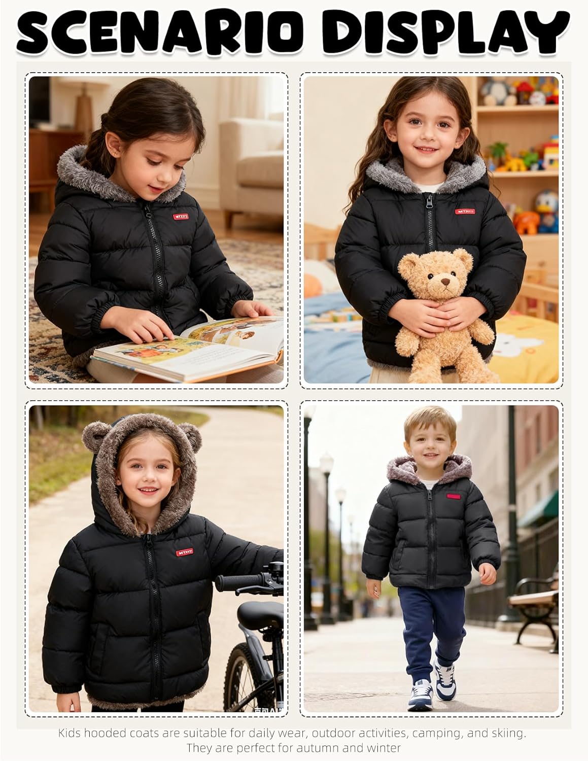 Arssm Baby Boys Girls Winter Fleece Coat Toddler Kids Warm Cute Bear Ear Hooded Jacket - Image 2