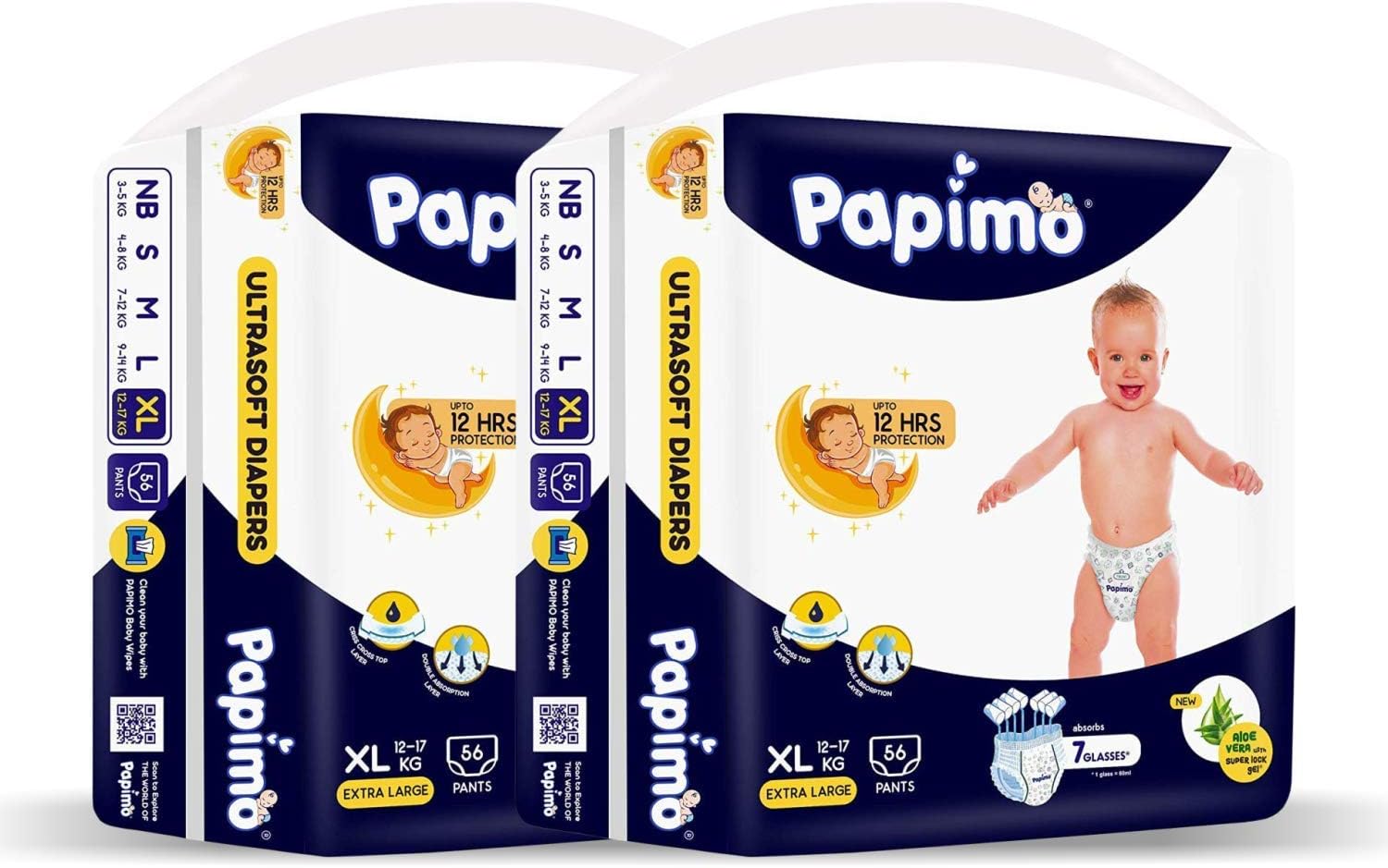 Papimo Diapers Pants with Aloe Vera Monthly Box Pack, Extra Large (112 Count)