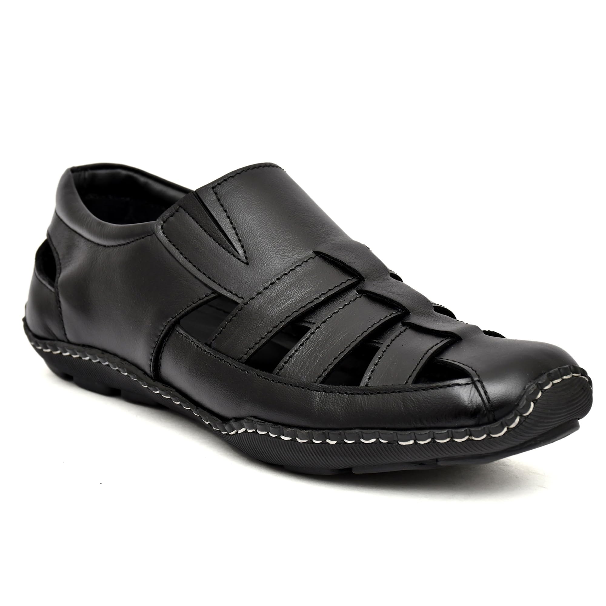 MARKRANGE Mens Black Leather Comfortable Sandals for Men 07 (UK/INDIA) (B0D1CLSQHF) Amazon Price History, Amazon Price Tracker