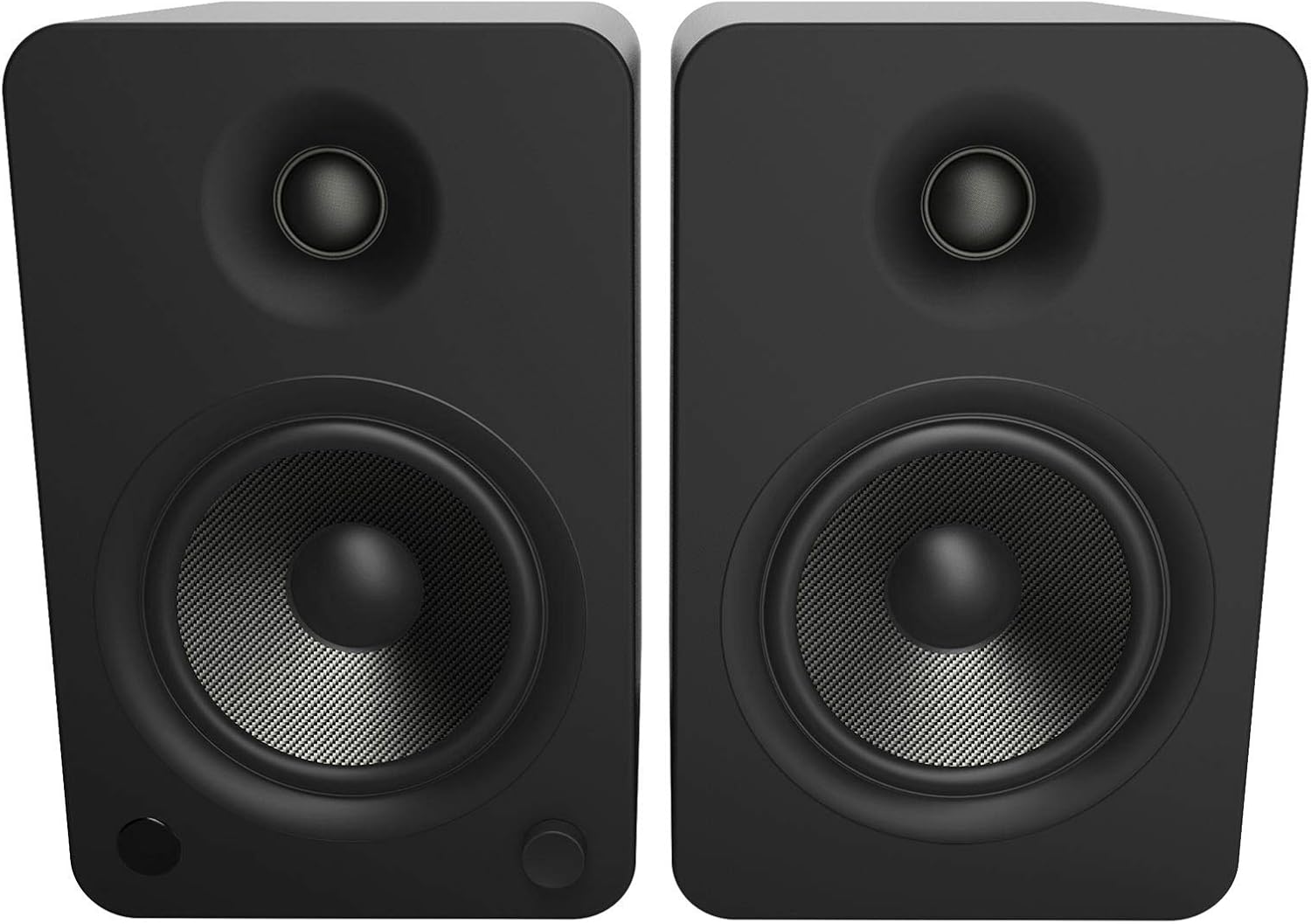 kanto yu6 wireless bluetooth powered speaker bundle with kanto s4 desktop stands matte black speakers black stands