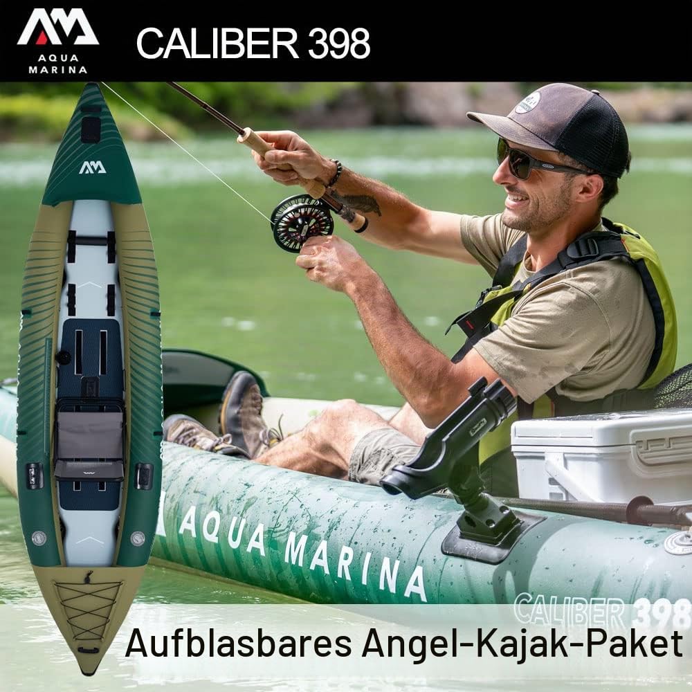 Aqua Marina Caliber 398 Angler/Angeln Drop-Stitch Fusion Kajak 1/2 Personen 398 cm Grün