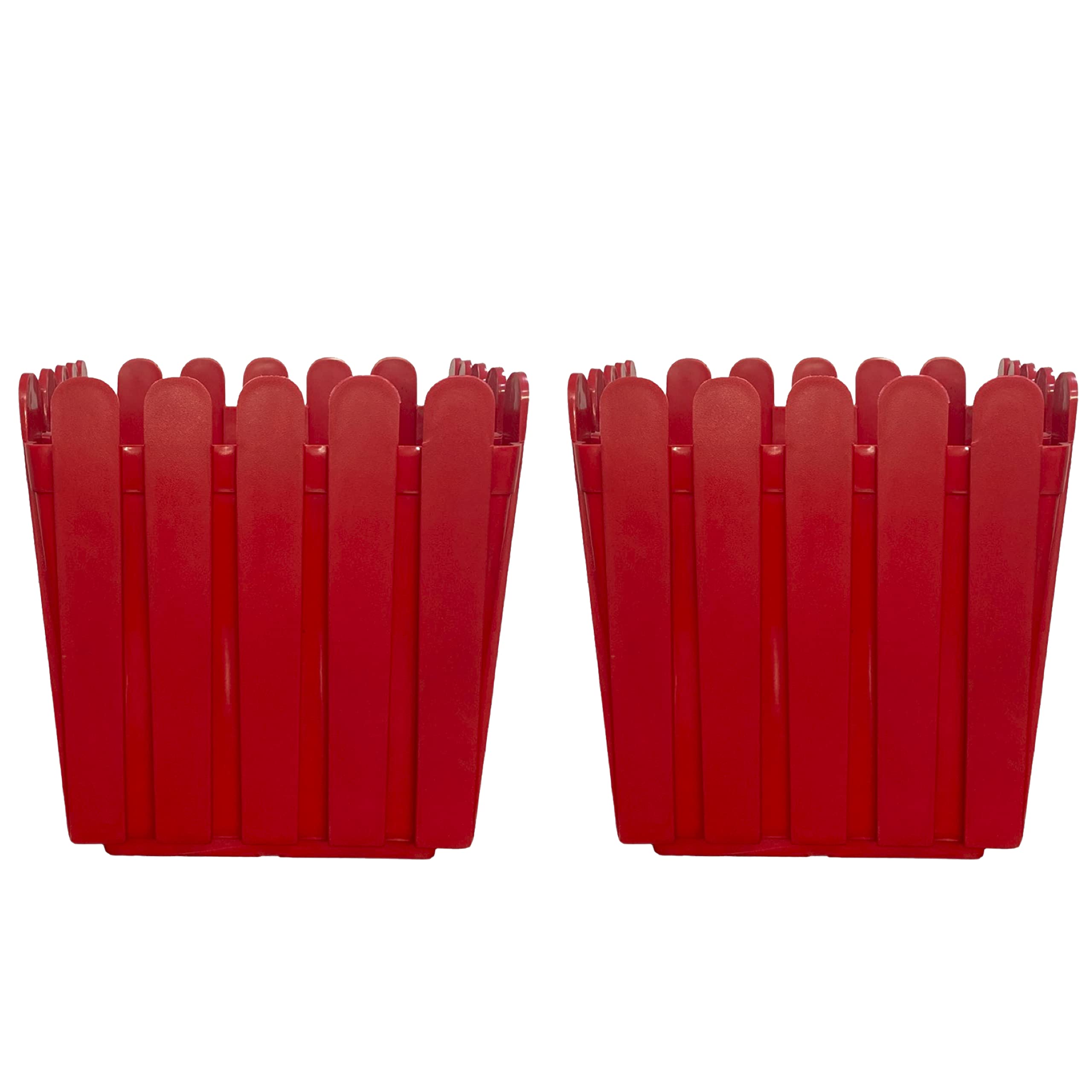 GREENRI Fence Square 9 Inches (Pack of 2) Heavy Duty Plastic Planters Pots, UV Resistant Flower Pot for Indoor & Outdoor Use, Flawless Planters Pot Set for Home, Balcony & Garden Décor (Red) (B0B12TD1JR) Amazon Price History, Amazon Price Tracker