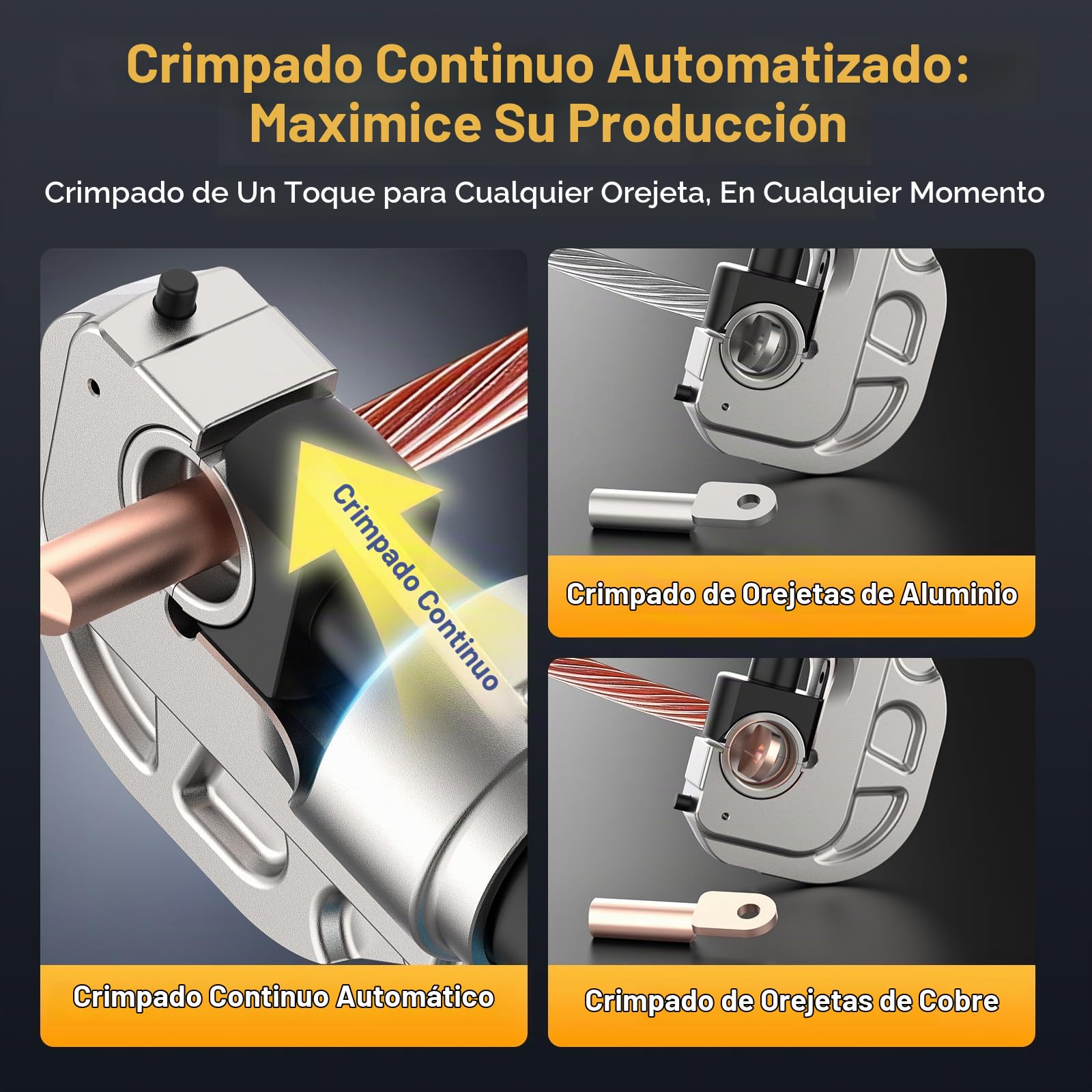 SWANSOFT Herramienta Hidráulica Eléctrica para Crimpar, 12 Ton 16mm²-400mm², Crimpadora Hidráulica Recargable para Terminales de Cobre/Aluminio, Kit de Herramienta para Crimpar Cable con 12 Molde