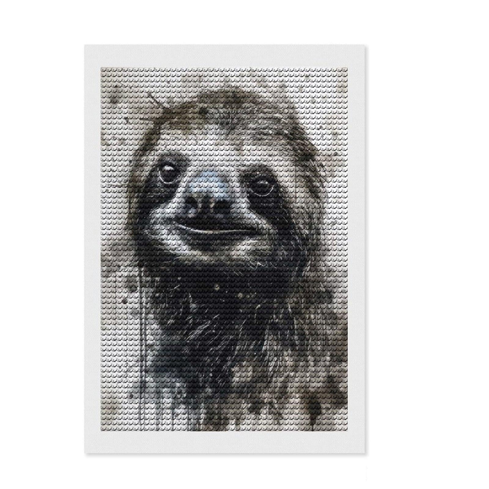Junmoney Sloth Slow and Steady Diamond Art Canvas 8"x12", with Tool Kit, Office Decor, for Craft Lovers, Festive Craft Gift, Printed Canvas