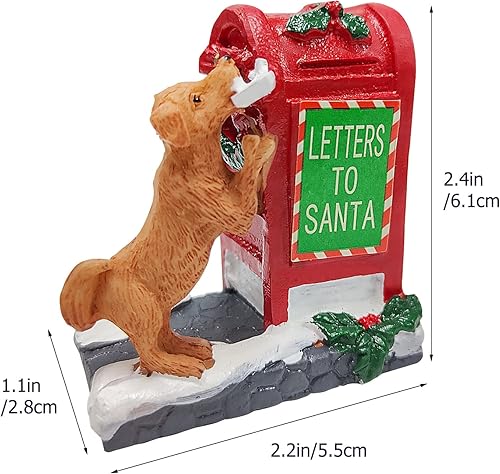 Miniatura 2 de Juego de accesorios de pueblo navideño con texto en inglés "Carta a Santa", colección de lindos cachorros, estatuas de resina para vacaciones,