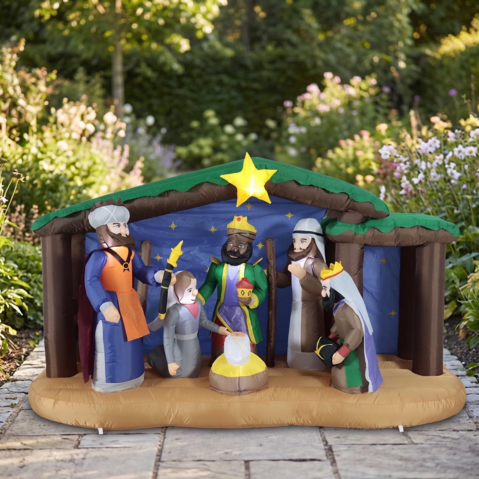 Crèche Noël Gonflable Autogonflant | Résistant résistant Intempéries, Crèche Gonflable avec , pour Jardin