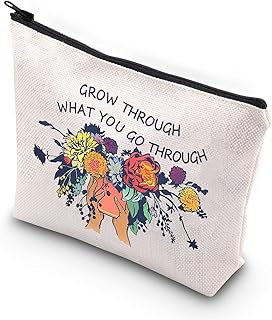 Grow Through What You Go Through Wildflower Inspirational Makeup Bag for Women Girls Friend Encouragement Gift (Grow Through CA)