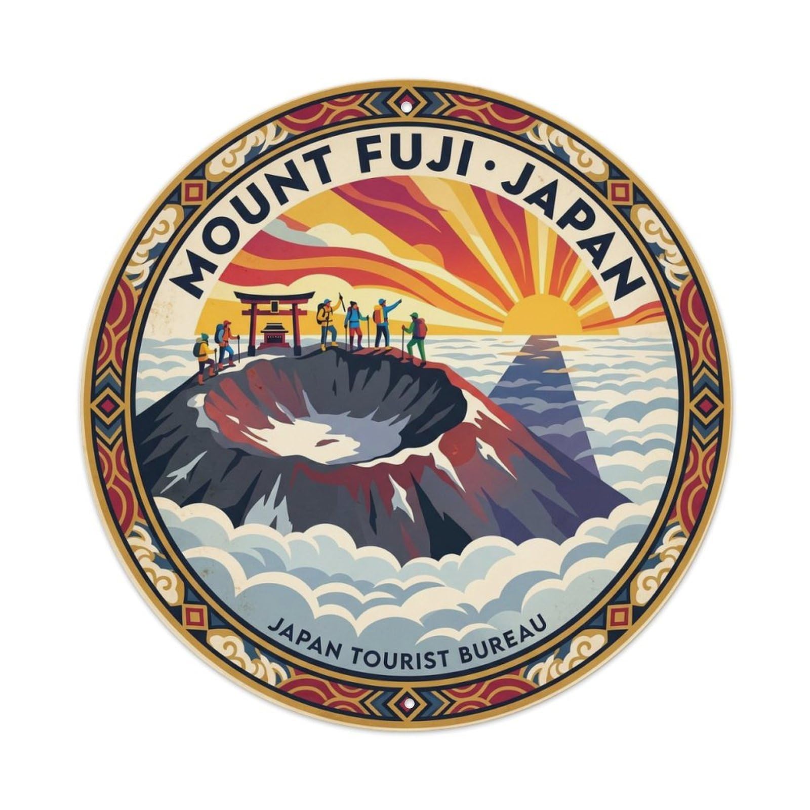 Mount Fuji Summit Crater Climbers Seasonal Japan Metal Tin Sign