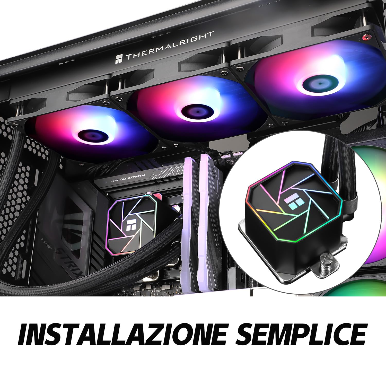 TR AQUA ELITE 360 V3 3 Ventole ARGB PWM con cuscinetti S-FDB, pompa efficiente controllata da PWM, per AMD / AM4 / AM5 Intel LGA1150 / 1151/1200 / 2011/1700 (AE360 V3)