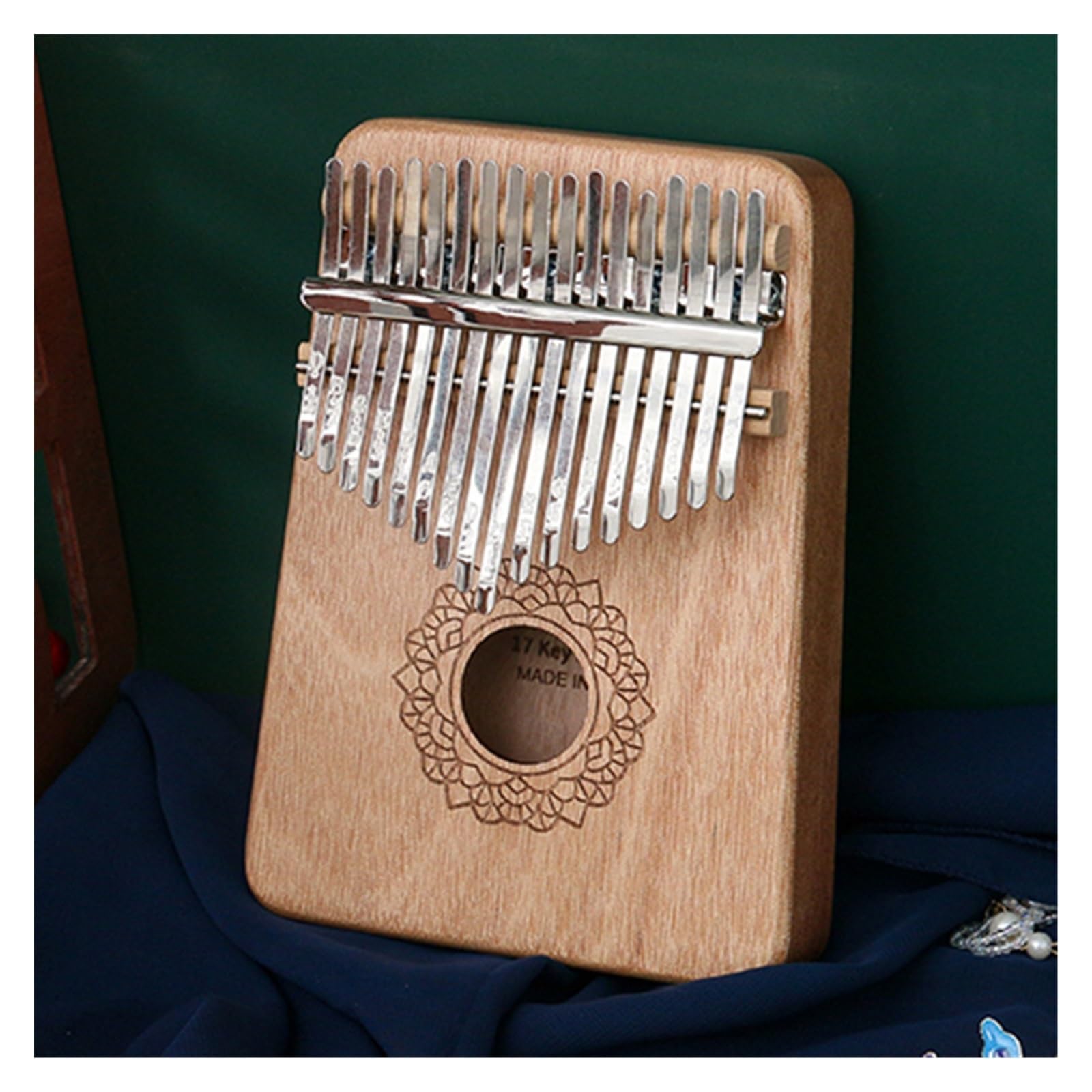 kalimba mini Chromatyczny 17-tonowy fortepian kciukowy Kalimba przenośny fortepian palcowy dla początkujących w kolorze kłody kwiatowej