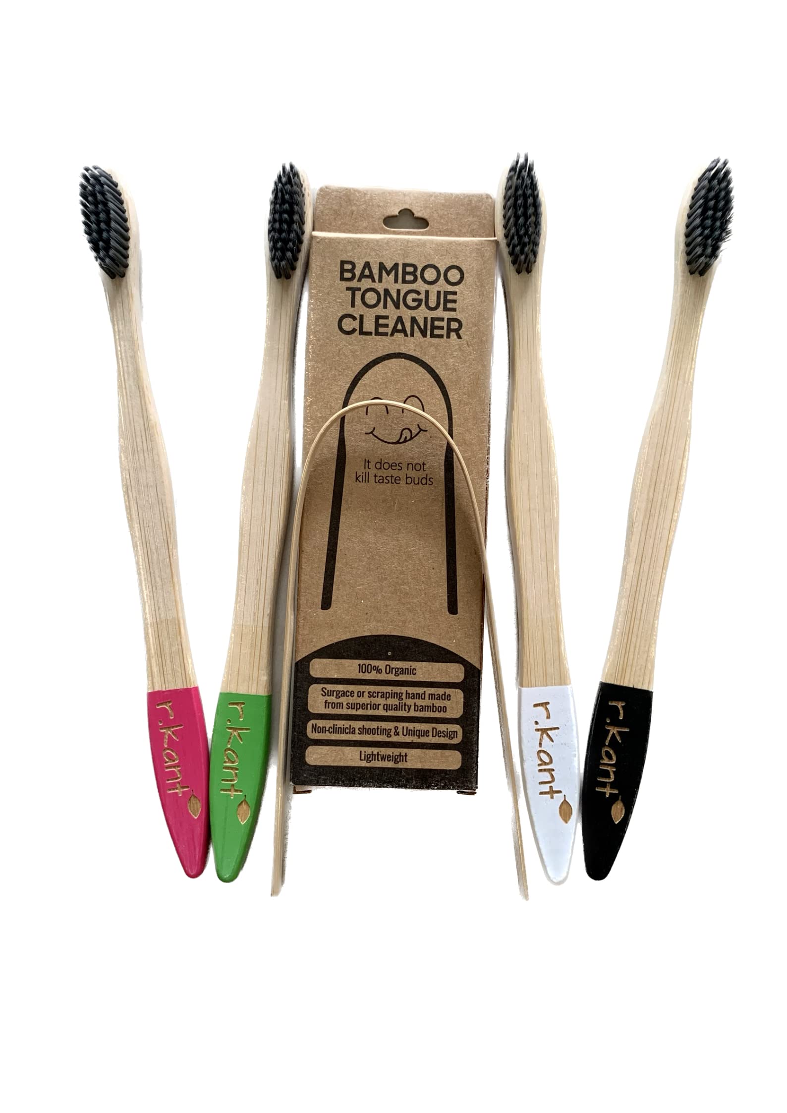 R Kant-Natural Bamboo Manual Toothbrush|Combo Adults 4 Nos, Bamboo Tounge Cleaner 1 No|Eco-Friendly Smooth Multi Colour Handle|Charcoal Infused Soft Bristles (B0BTWZFMWG) Amazon Price History, Amazon Price Tracker