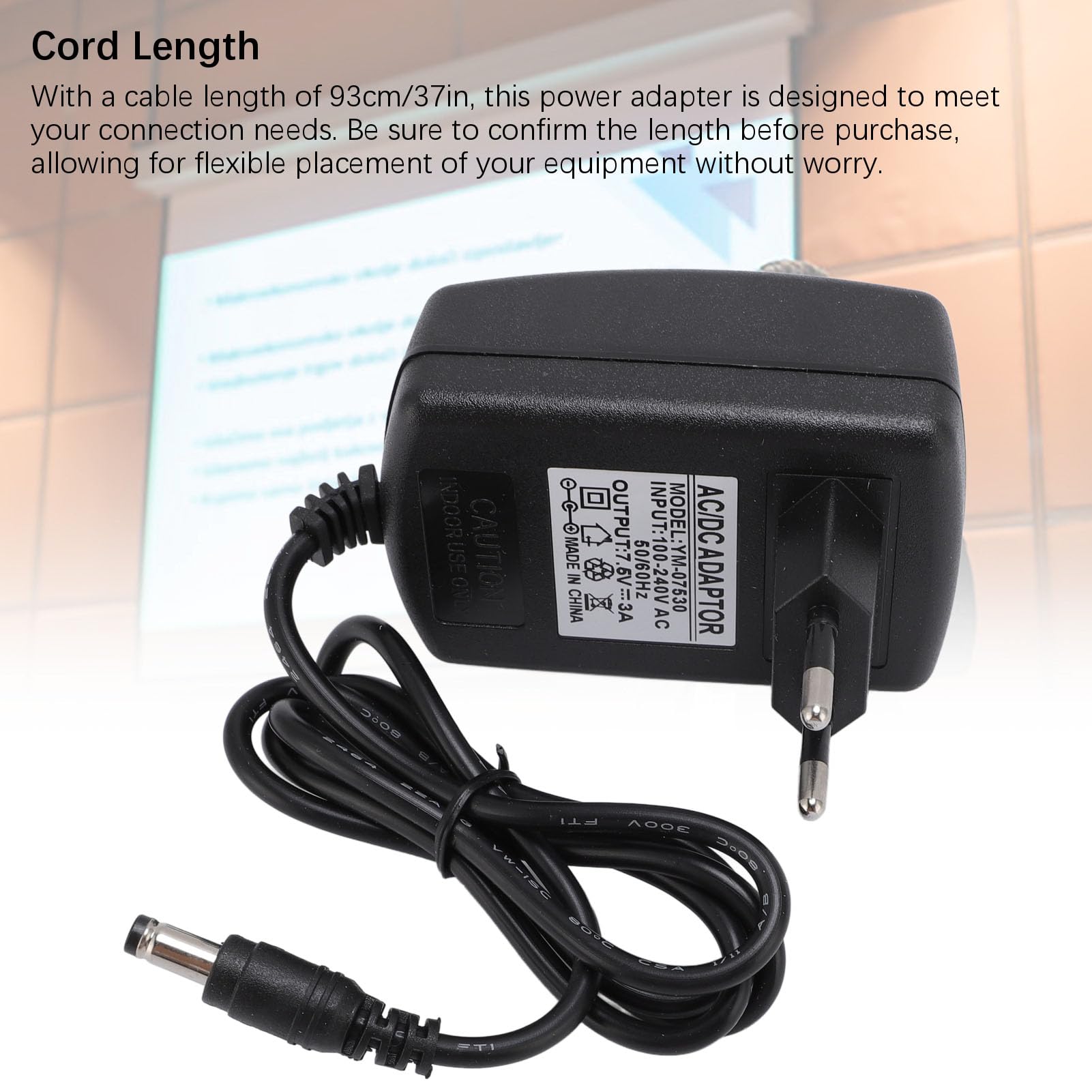 Adattatore Corrente 7.5 V 3A, 7,5 V 3A Caricatore di Alimentazione,5x2, Mm ABS per Altoparlanti (Spina europea)