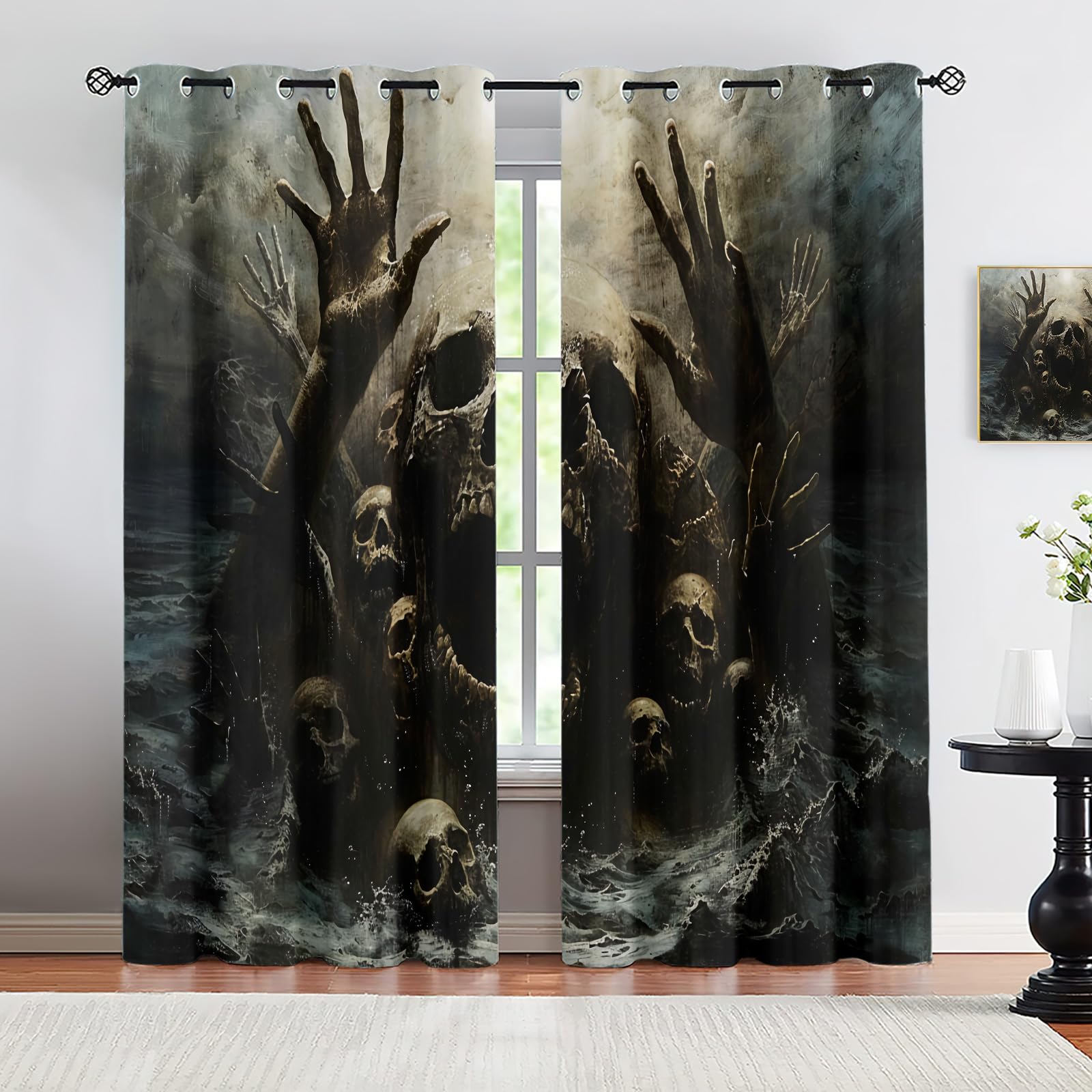 Rideaux horreur tête de mort 117x182 cm pour salon et chambre