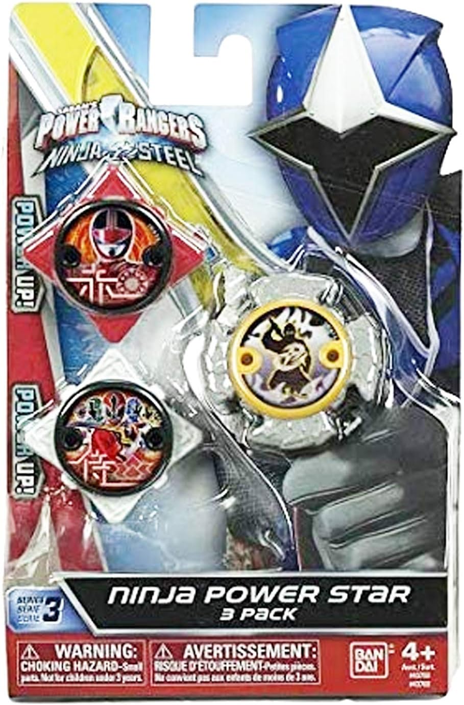 Power Rangers Ninja Power Star Blue Ranger Pack Wave 3 - 43768 | Ninja Steel 3 Ninja Stars Pack Multi-Coloured Ninja Stars
