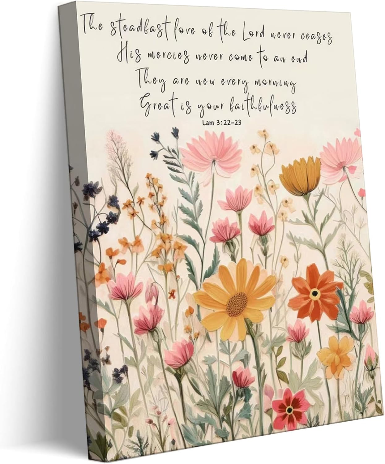 BBQCBA Wildflower Bible Canvas Wall Art Watercolor Flowers