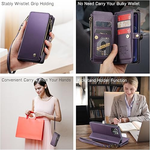 Miniatura 4 de Defencase Funda para iPhone 15, bloqueo RFID, funda protectora de piel sintética para iPhone 15, para mujeres y hombres, con ranura para tarjetas de