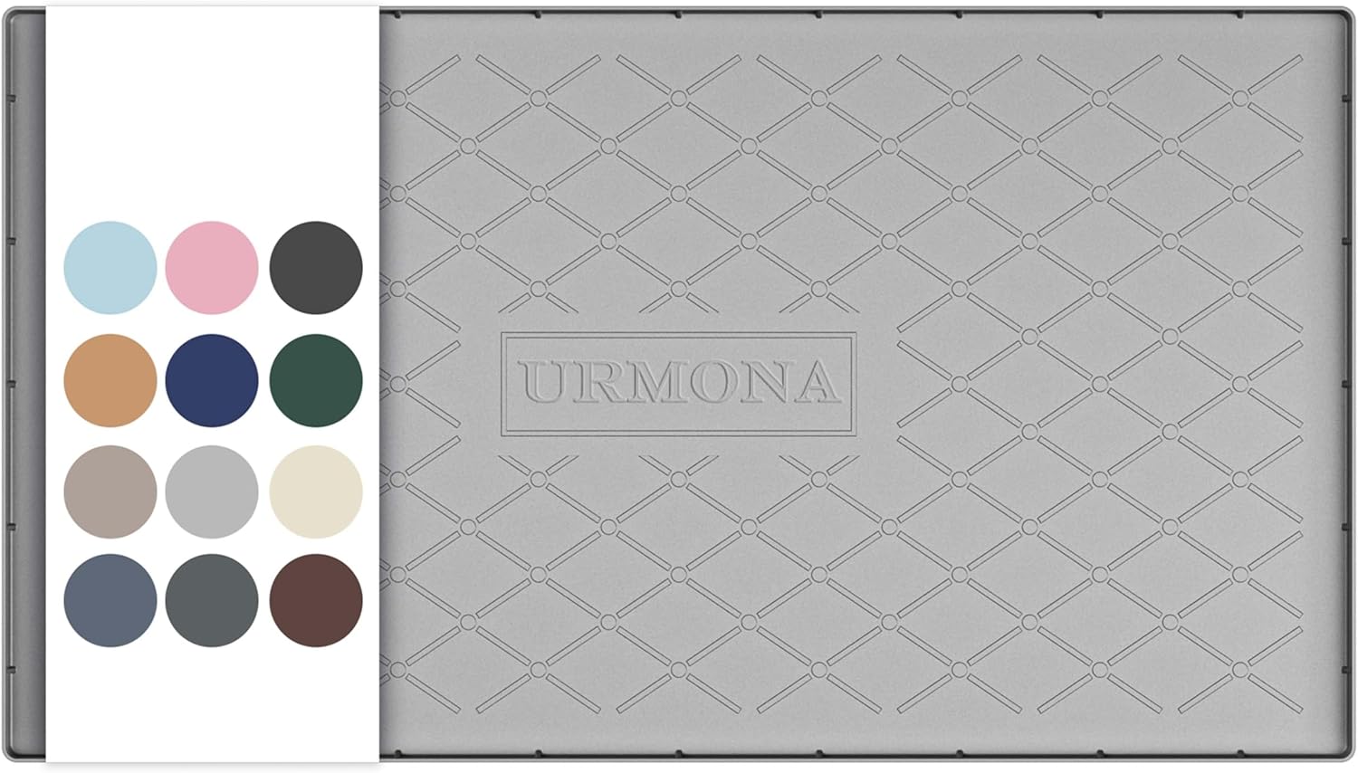 URMONA 40" x 22" Waterproof Silicone Mat in Multiple Sizes & Colors, Under Sink Mat for Kitchen & Bathroom, Pet Food Pad for Dogs & Cats, Kitchen Cabinet Liner, Multi-Purpose for Storage(Light Grey)