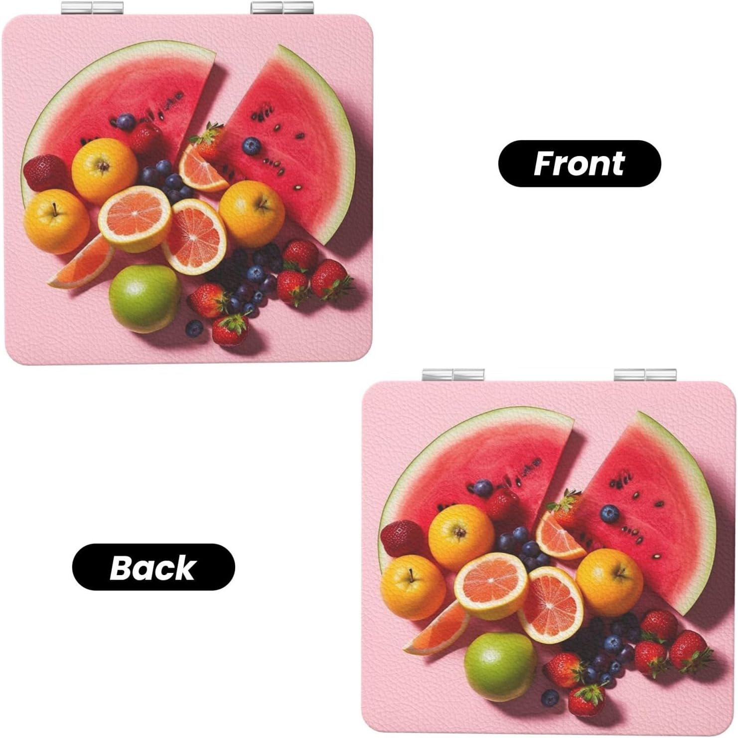 Compact Mirror Fresh Fruits Pocket Travel Makeup Mirrors Double Sided 1x/2x Magnifying Foldable Mini Cosmetic Mirrors Portable Handheld Beauty Mirror for Women Girls Gift image 2
