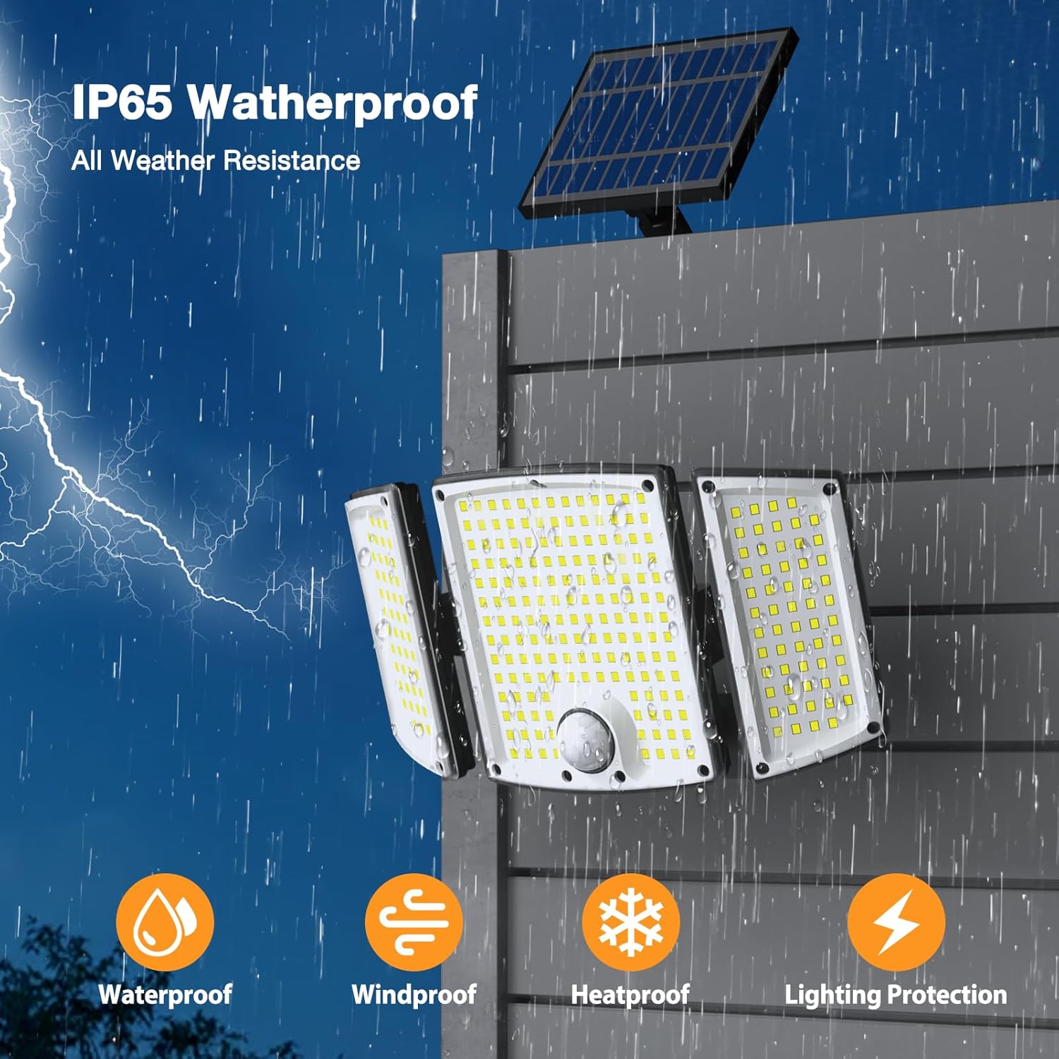 Onforu Solar Lights Outdoor, 3500LM 278 LEDs Split Motion Sensor Flood Lights with 16.4 ft Cable, 3 Modes, IP65 Waterproof Security Lights with Remote Control for Yard, Pathway, Pool, Garage, 2 Pack