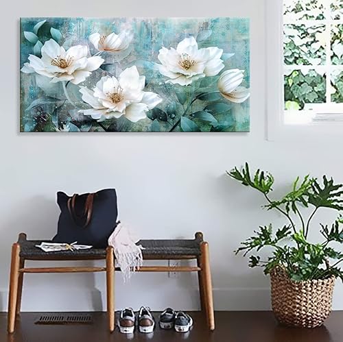 Miniatura 17 de Sxurmtiie Lienzo decorativo para pared, arte abstracto, fantasía azul, grafiti colorido sobre fondo blanco, 32 x 48 pulgadas, arte moderno