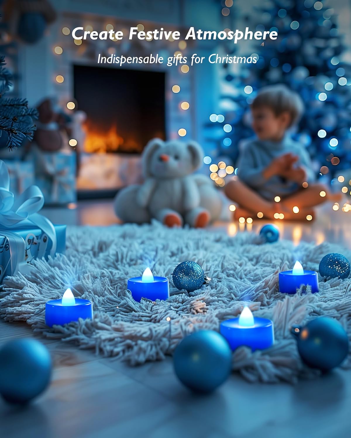 Amagic Blue LED Tea Lights Candles, 24 Pack Battery Operated Flameless Tea Lights, Long Lasting Colored Tealights Candles for Halloween and Festival Celebration, Party, Wedding Table Decor, Birthday - Image 5