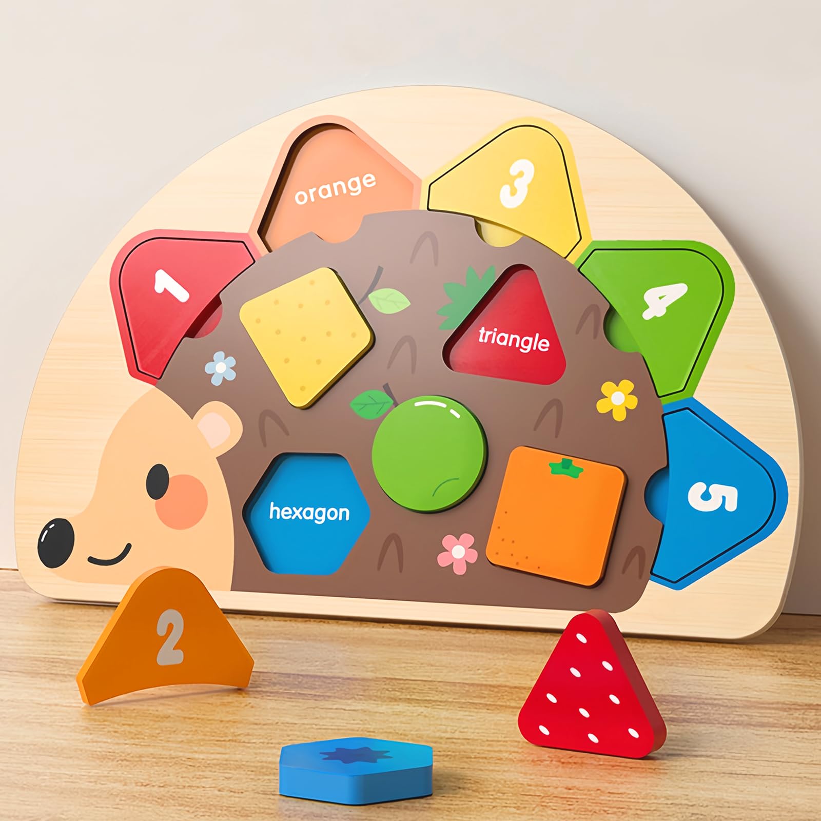 Puzzle Legno per Bambini, Giocattoli Educativi Risveglio Montessori, Puzzle Riccio in Legno, Gioco Educativo per Bambini 12-36 Mesi