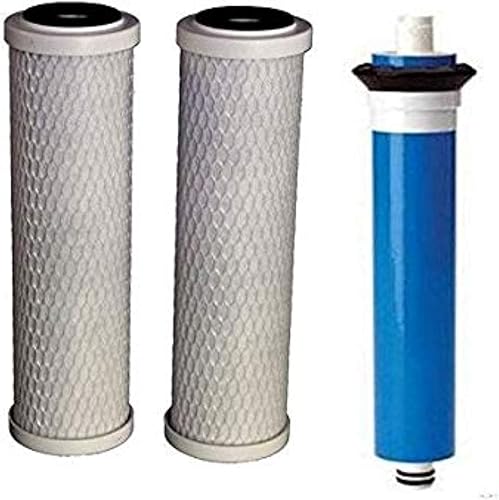 CFS Paquete de 3 filtros de agua que incluye cartuchos de filtro de carbono y membrana compatibles con modelos GE FX12P, FX12M, GXRM10RBL - Sistema