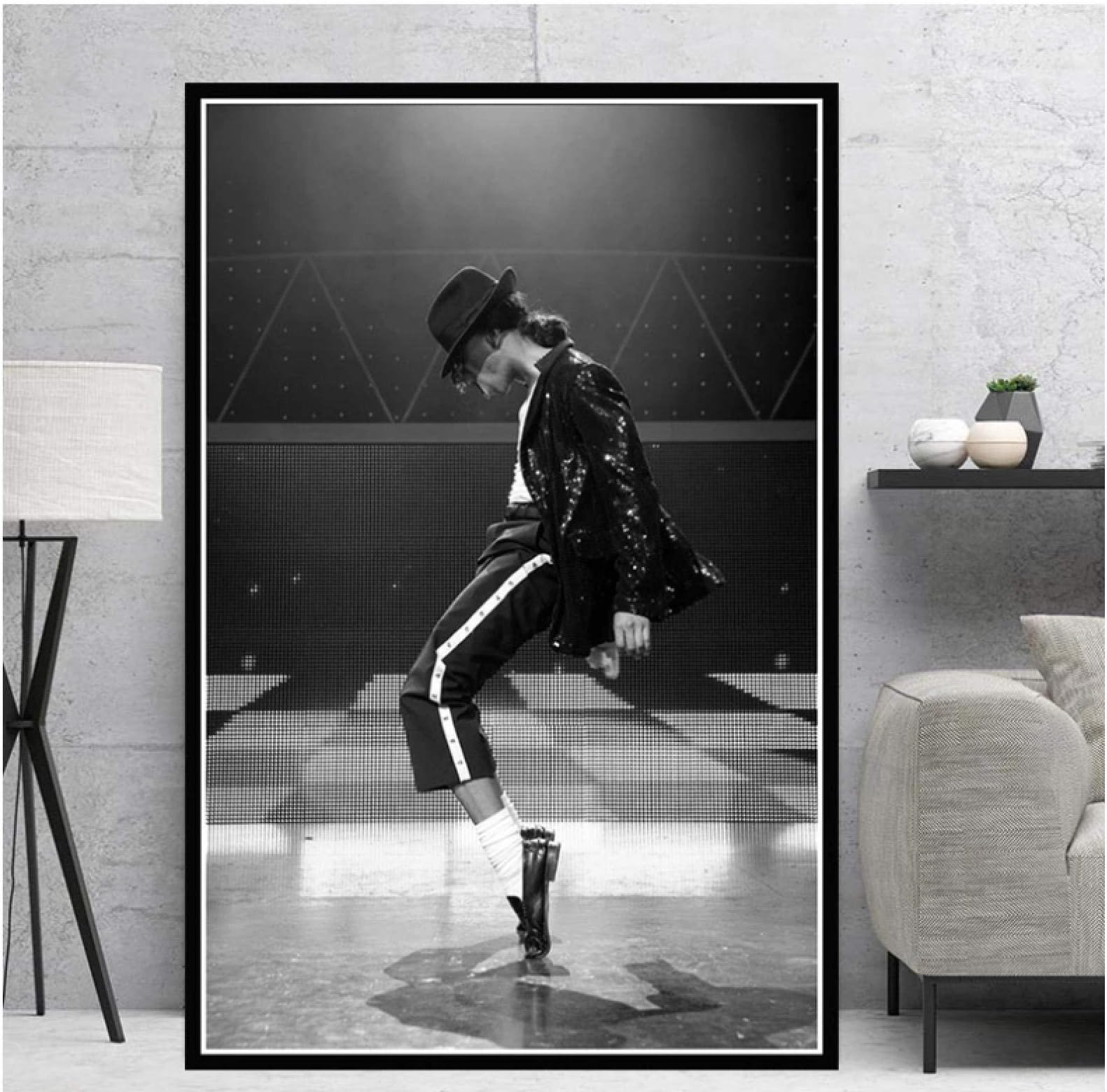 Michael Jackson Posters and Prints Classical Dancer Singer Portrait Canvas Painting Black and White Wall Paintings-60x90cm No Frame