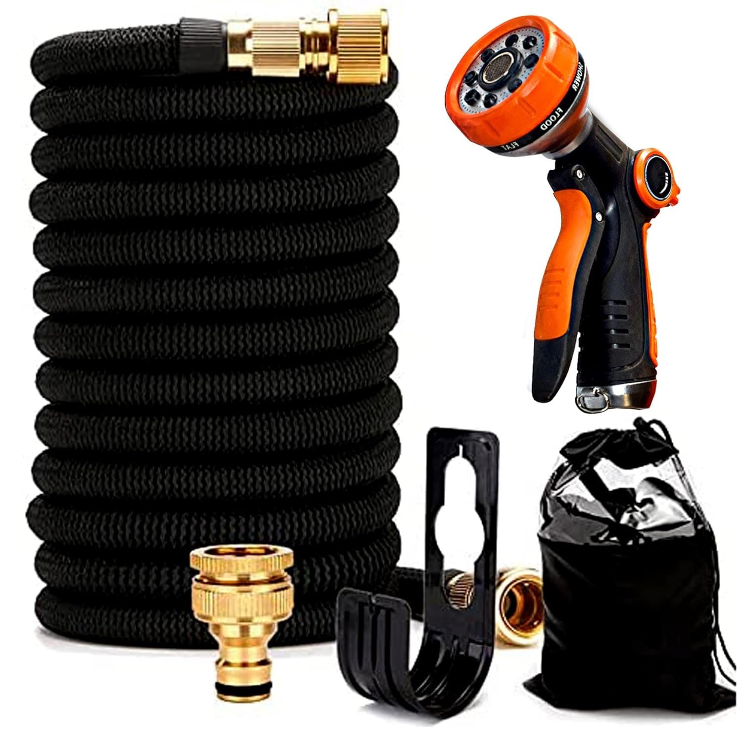 urban yard'z Expandable Garden Water Hose Pipe | 8 Way Sprayer Nozzle | 15 feet Expands upto 50 feet | Flexible Water Hose Pipe (Multicolor)