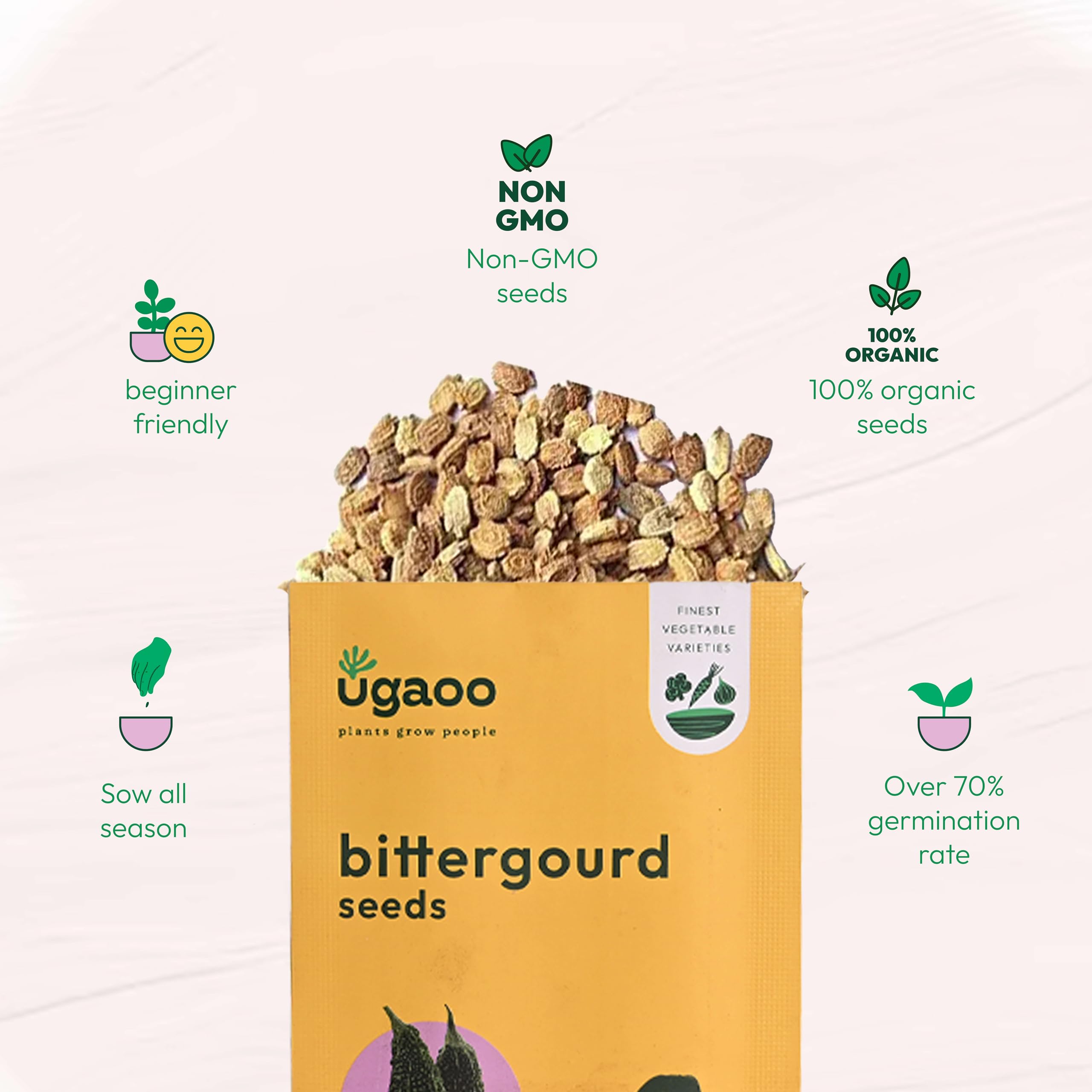 UGAOO Bittergourd Vegetable Seeds - Long (Green, Pack of 8g) 3