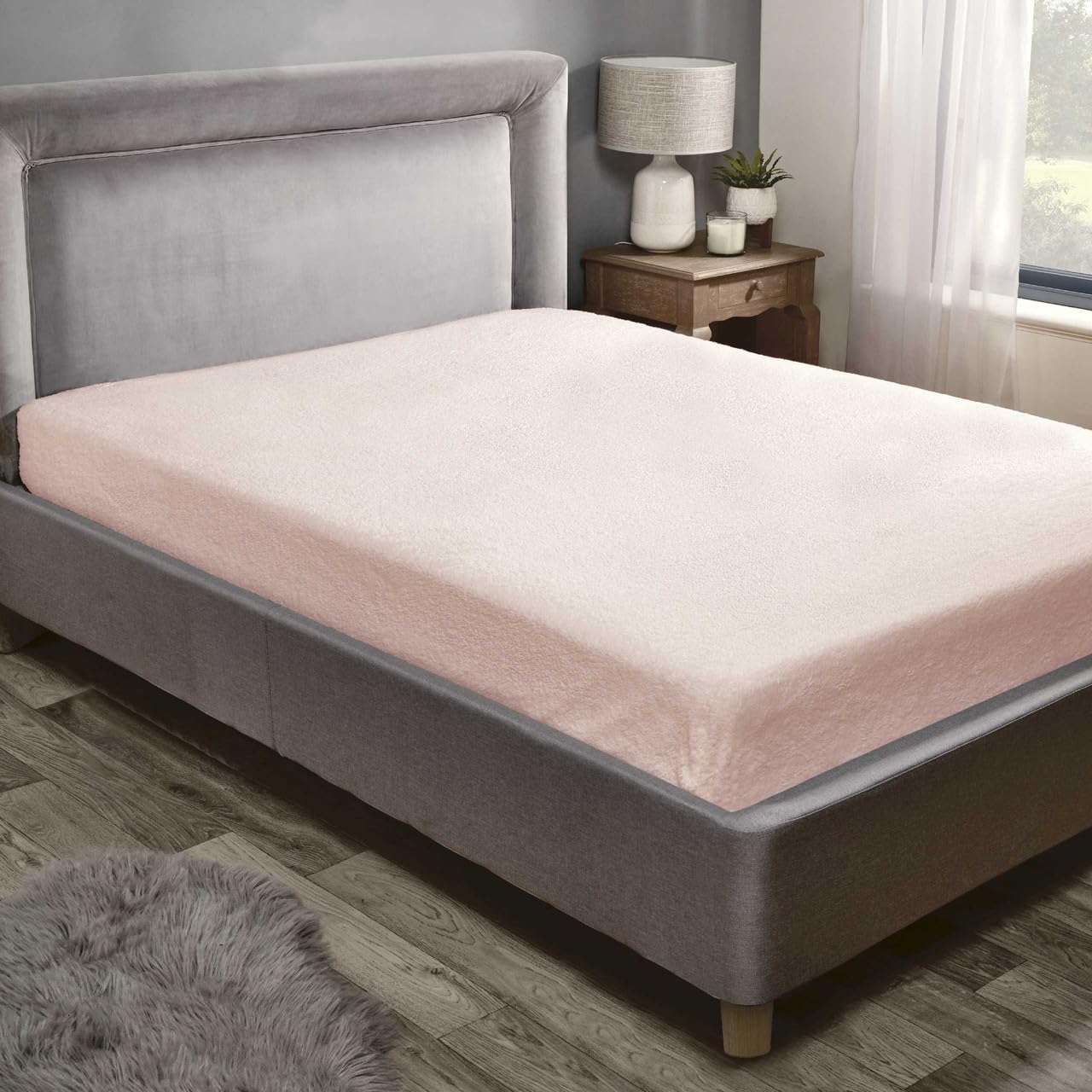 Super Soft Teddy Bear Fleece Fitted Sheet Extra Deep Warm Cosy Bed Sheet (Blush Pink, King)