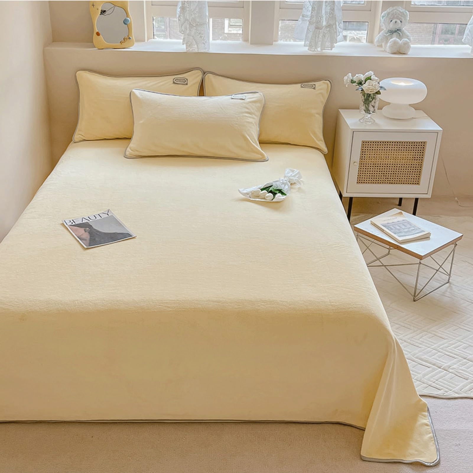 Drap Plat En Flanelle Polaire - Taille 250x230cm (Queen), Doux Et Chaud, Pour Automne/Hiver/Printemps