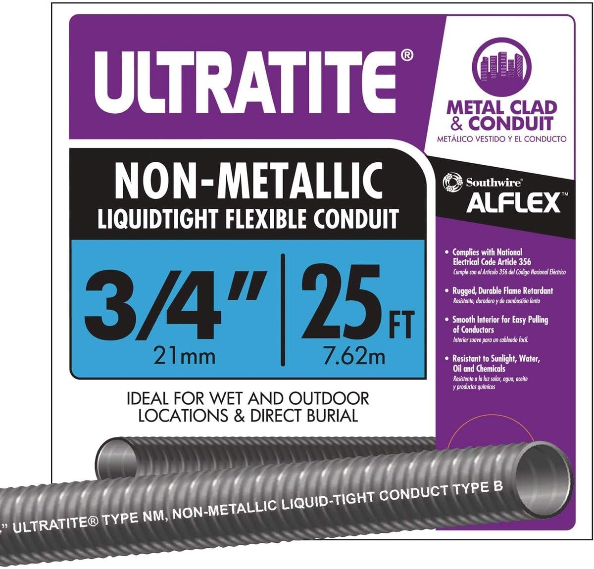 Southwire Flexible Conduit 3/4" X 25 ' Highly Flexible