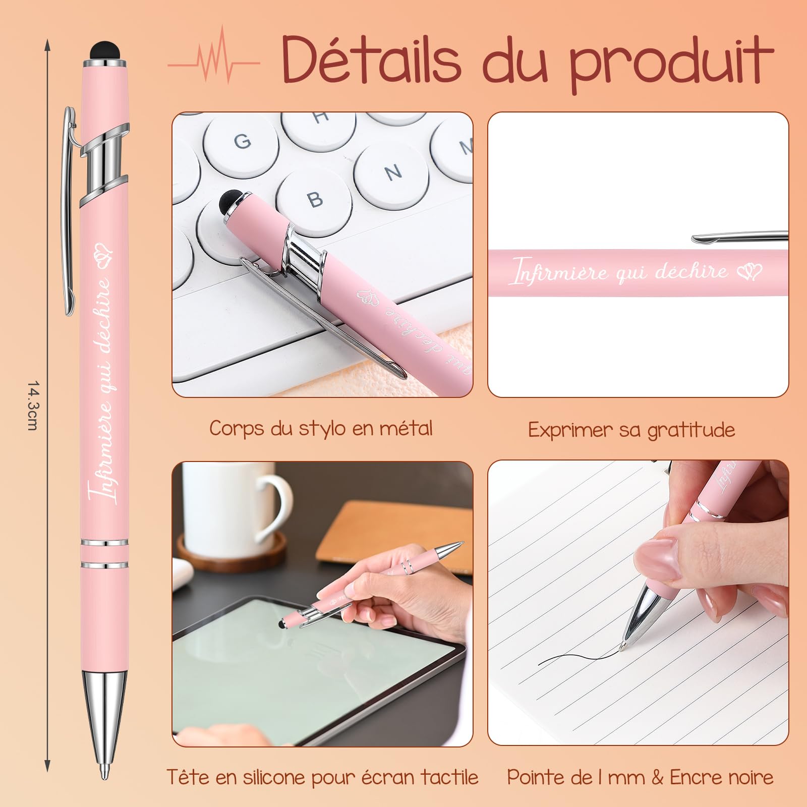Sinmoe Cadeaux pour Infirmière Mini Bloc-Notes Porte-Clés Stylo à Bille Infirmière Qui Déchire