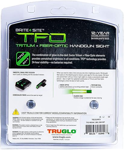 Miniatura 3 de TRUGLO TFO Tritio y mira de pistola de fibra óptica  Juego de mira nocturna delantera y trasera compacta duradera de alta visibilidad, compatible