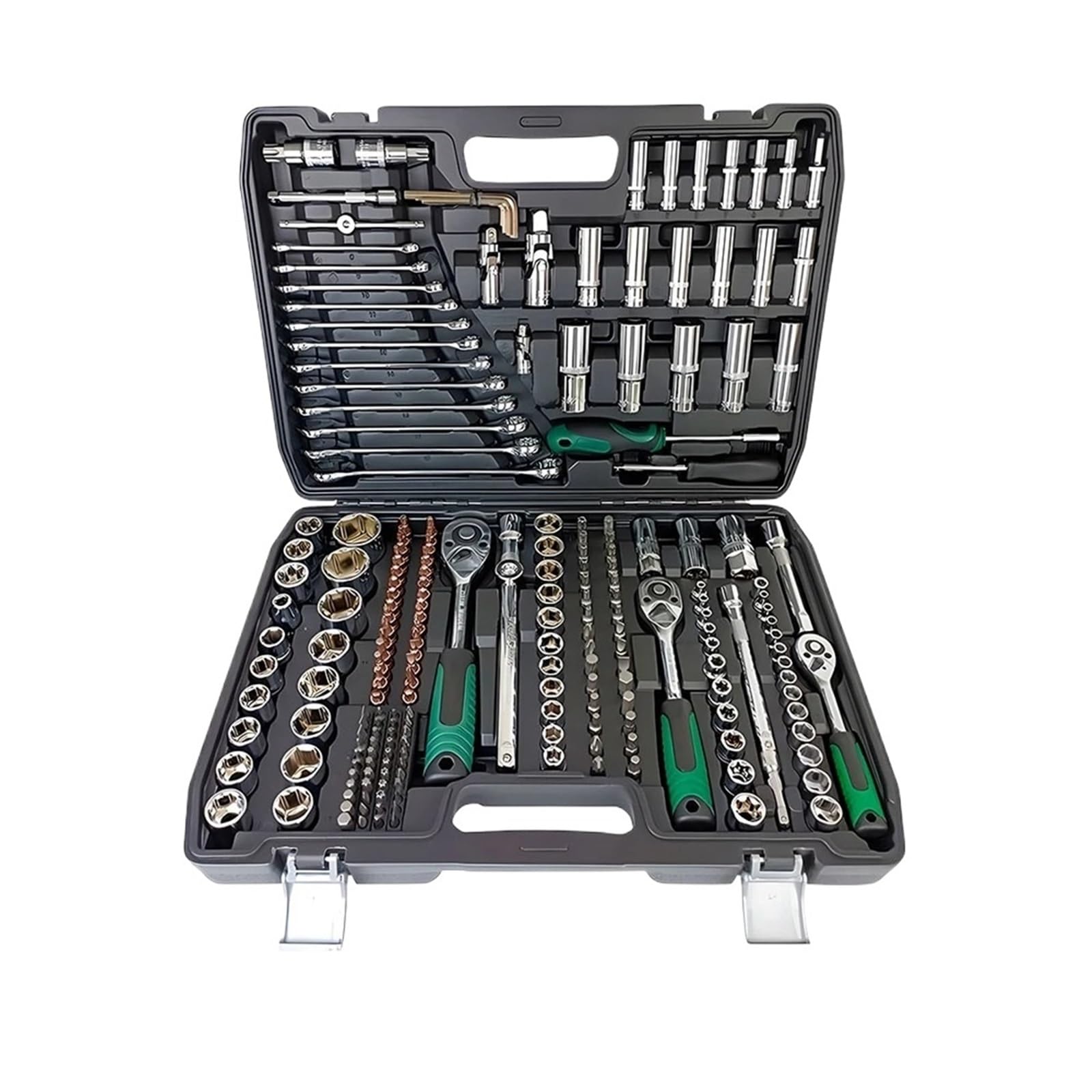 Zestawy kluczy nasadowych 214 szt. 1/4 cala 3/8 1/2 24-zębowy zestaw grzechotkowych Do mechaników Zestaw przedłużek