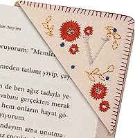 Vista 60 de Marcapáginas de esquina bordado, marcapáginas personalizadas con 26 letras de diseño de triángulo de fieltro, bordado y hecho a mano para tu placer
