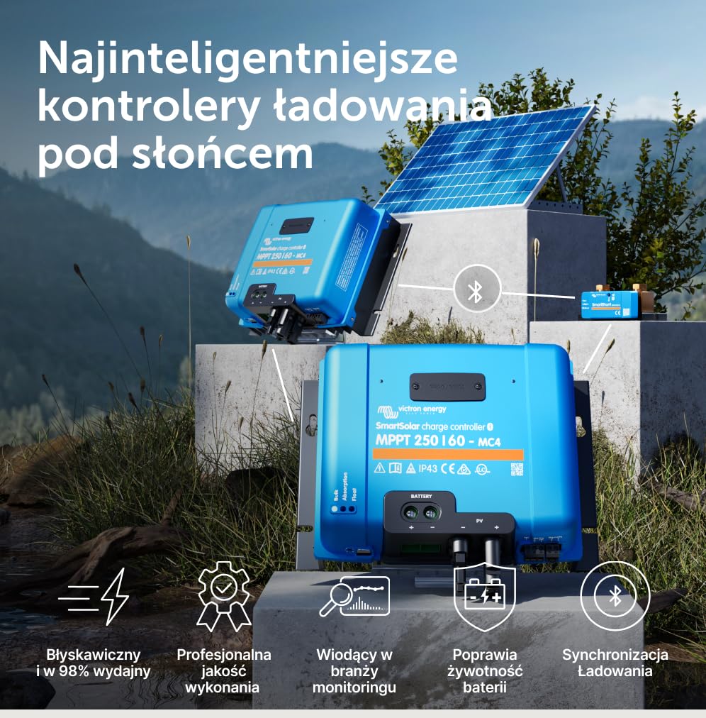 Victron Energy SmartSolar MPPT 250V 60 amp 12/24/36/48-Volt Kontroler Ładowania Słonecznego (Bluetooth) do MC4