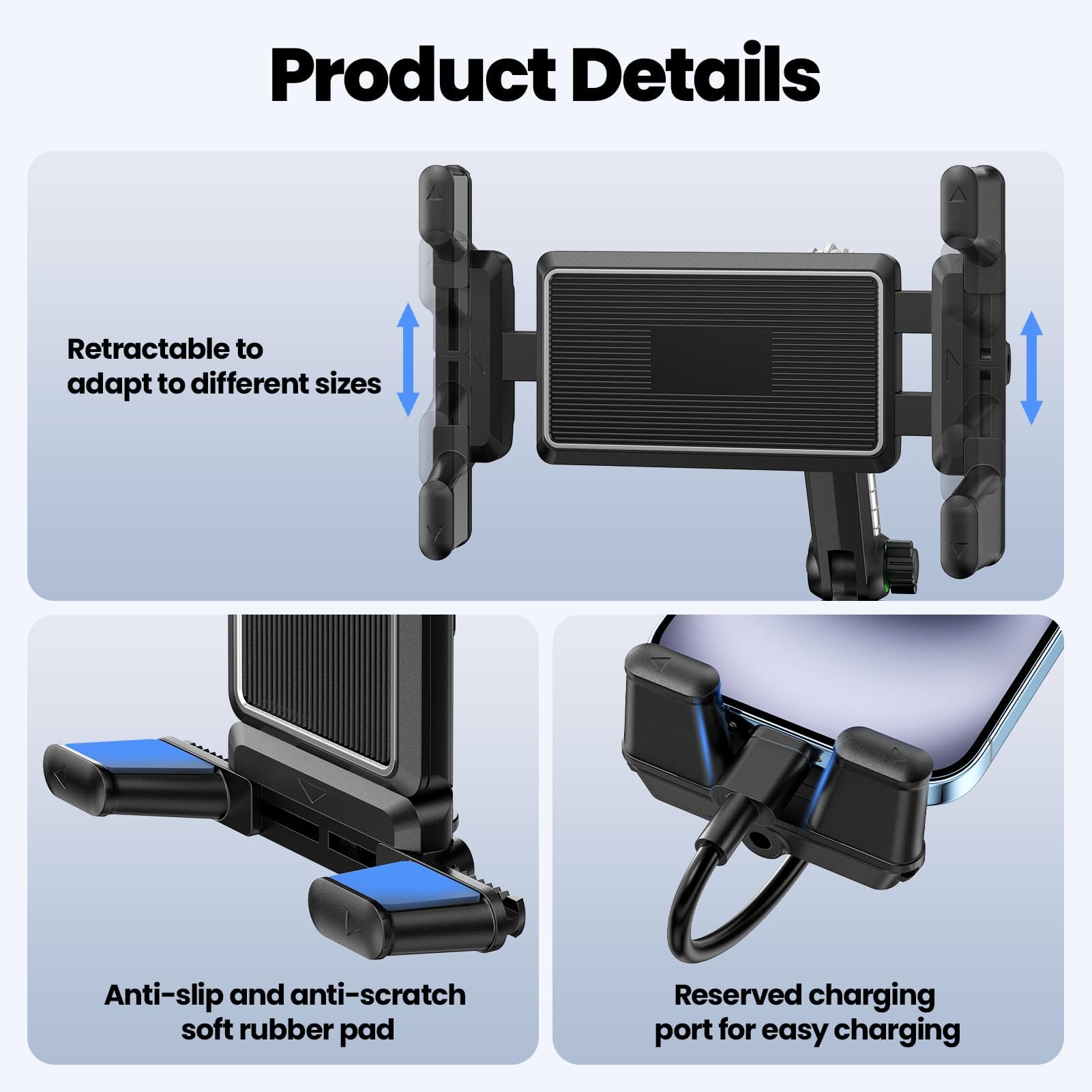 GlasFlength Supporto per tablet aut o per cruscotto auto, supporto per tablet a ventosa, 4,7 – 9,7 pollici, table t e telefoni rotanti a 360°, regolabile, supporto per iPad per auto e ufficio (nero)
