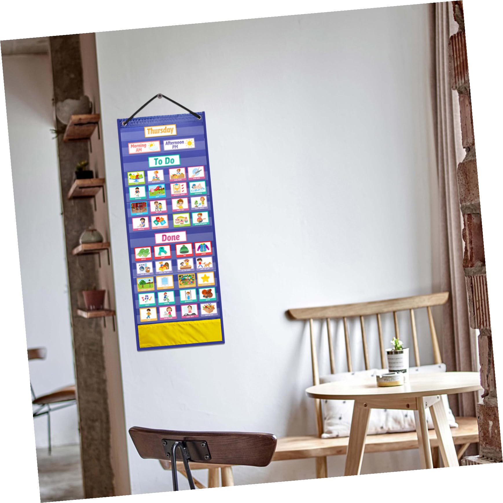 Baluue Calendario Visual para Niños de Poliéster y Pvc Tabla de Rutinas Diarias y Recompensas de Comportamiento Adecuado para Uso en Casa y Escuela