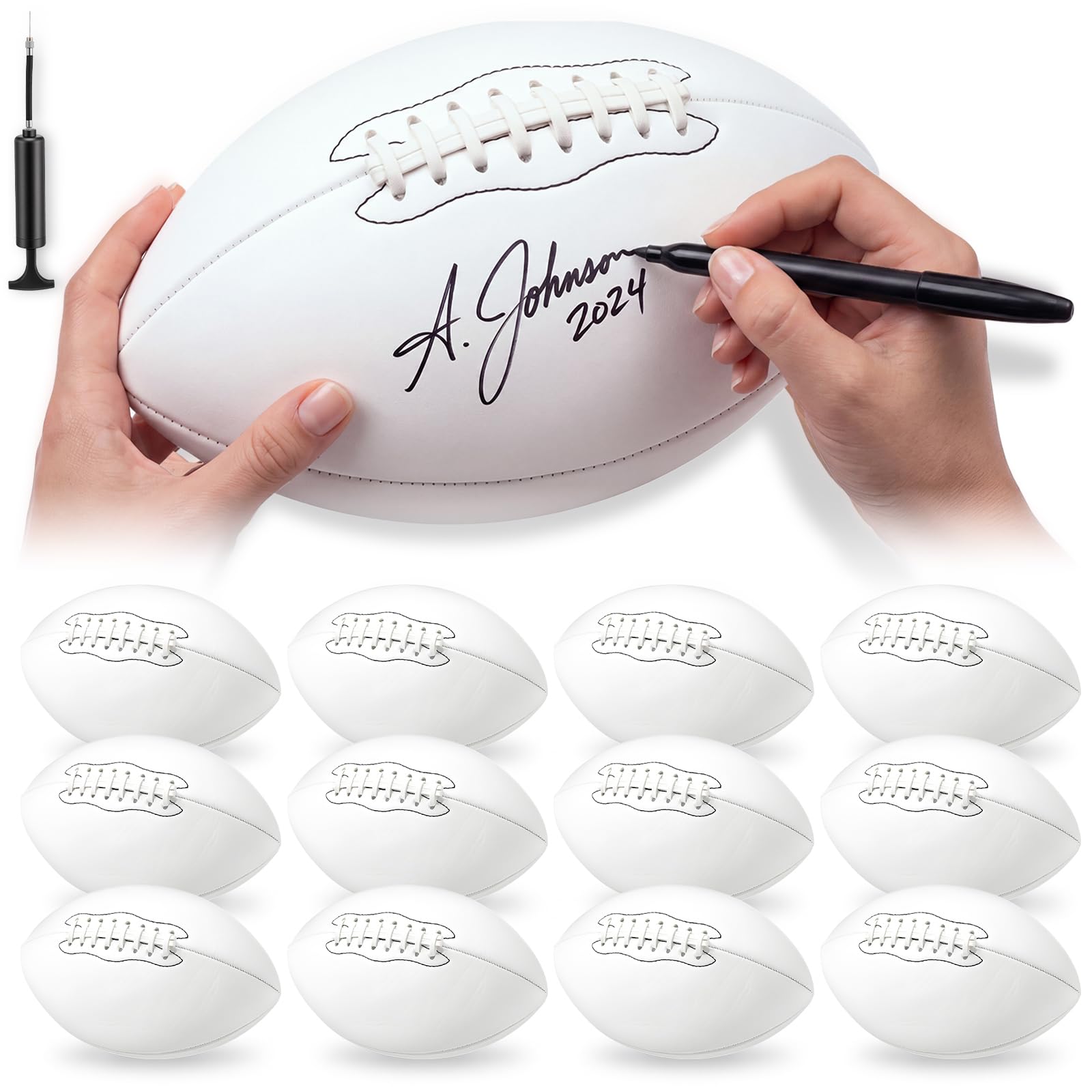 12 Set Autograph Football Blank Custom Football with Pump Needle
